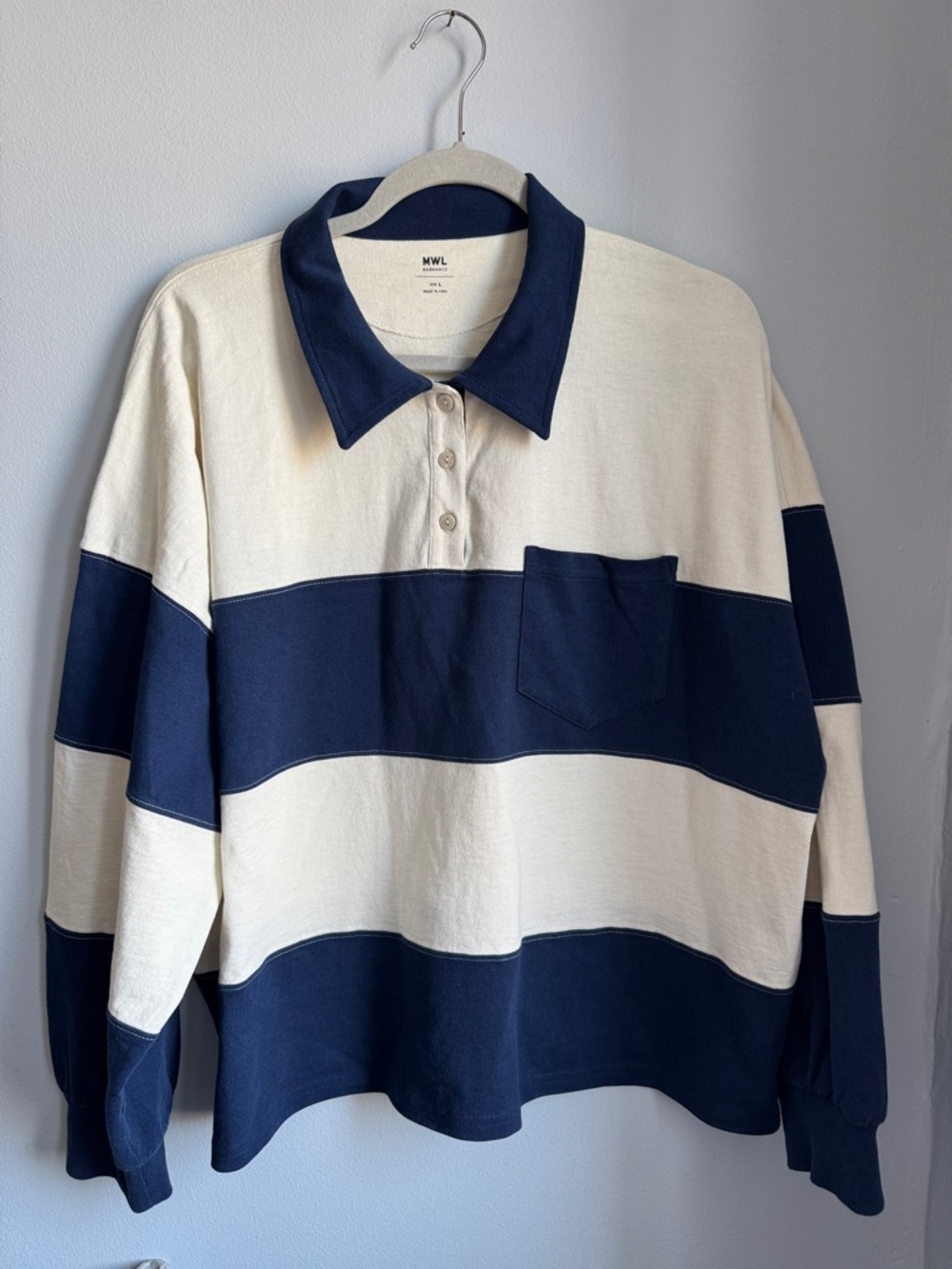 Madewell Striped Rugby Pullover - Navy & White - Picture 4 of 6